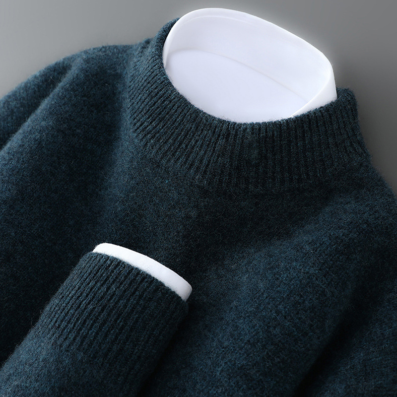 Herren Pullover, Stehkragen, 100% Wolle, weich