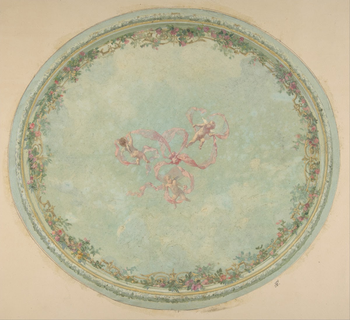Ceiling Design for the Pless Chateau Silesia 19th Century
