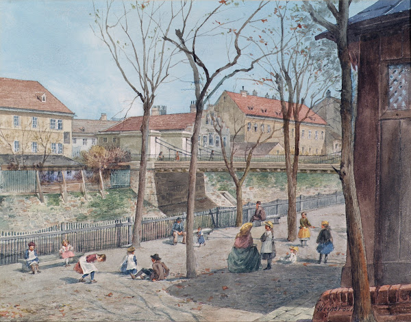 Die Kettenbrücke über den Wienfluß