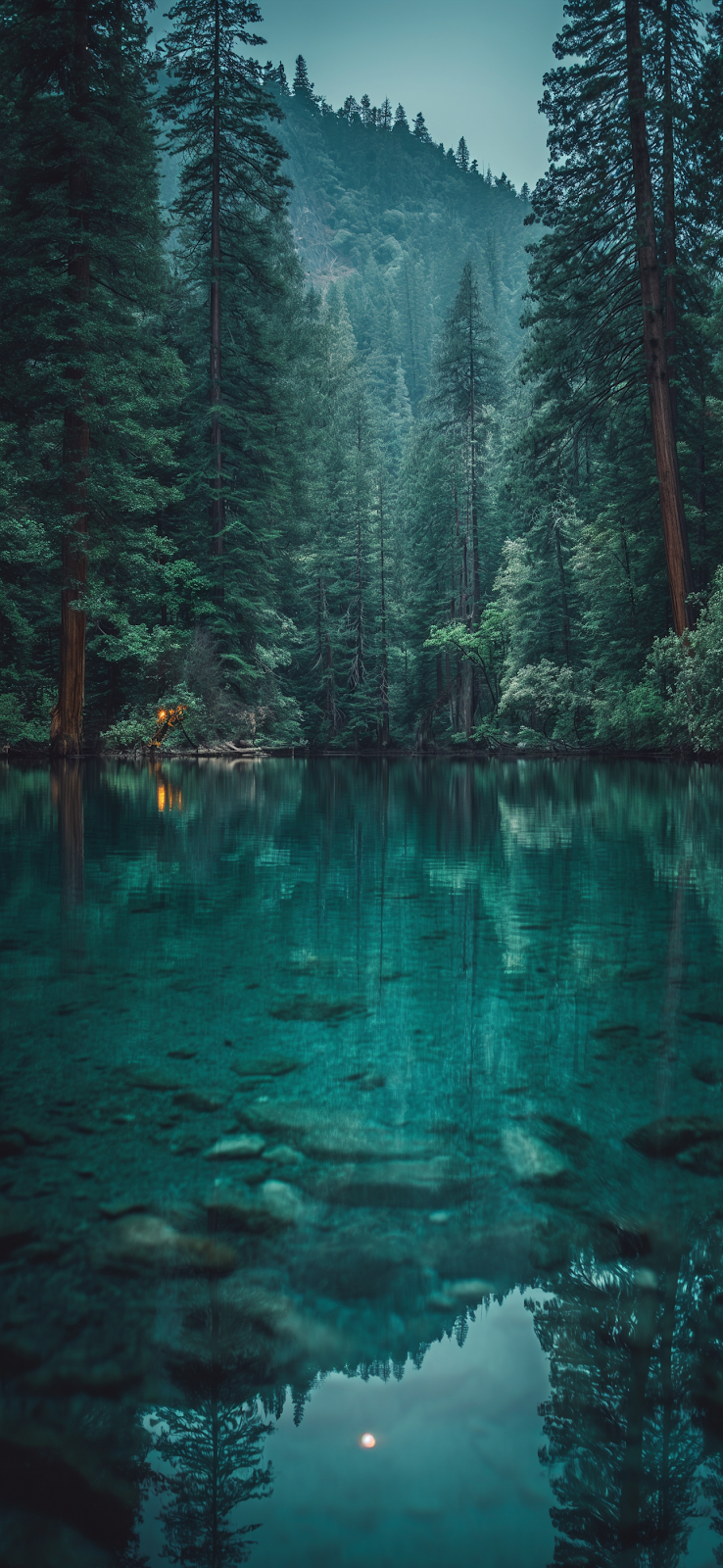 Clear Forest Lake at Twilight - Landscape Photography Full HD iPhone Wallpaper (1290x2796)