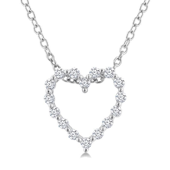 Silver Heart Shape Petite Diamond Fashion Pendant