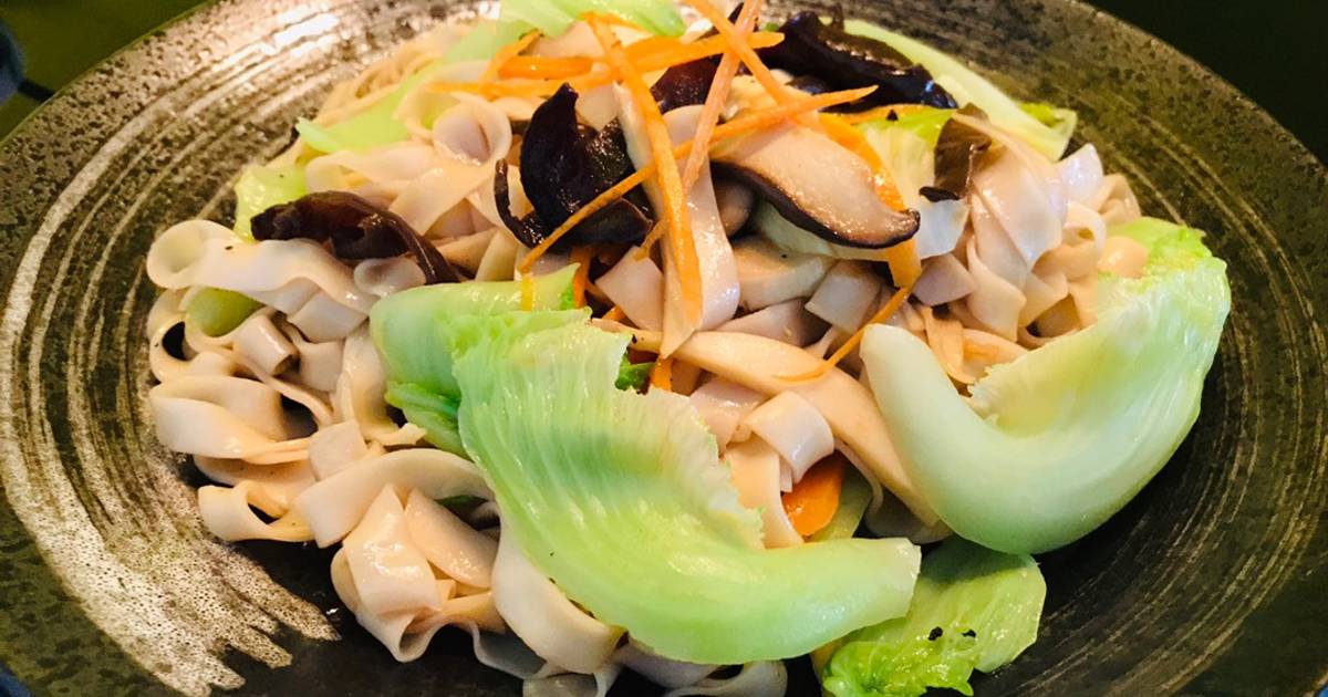 Mỳ xào cải ngồng và nấm