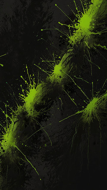 Vibrant neon green paint splatters on dark textured background - Free mobile Wallpaper