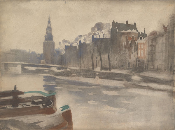 Gezicht over de Oude Schans op de Montelbaanstoren 1870 1923