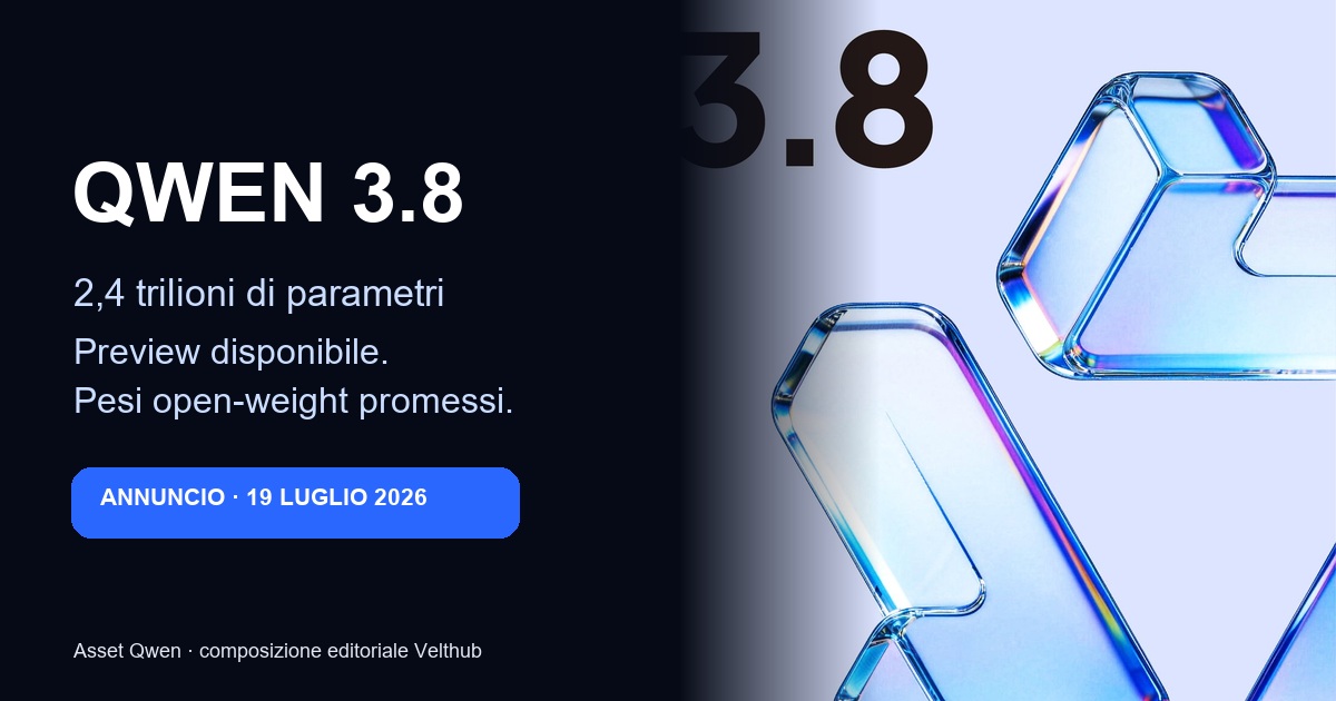 Teaser ufficiale di Qwen 3.8 con 2,4 trilioni di parametri e promessa open-weight