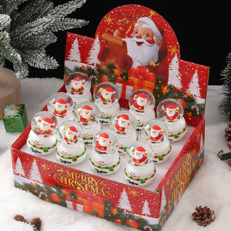Weihnachtliche Schneekugel mit Licht und Schneeeffekt
