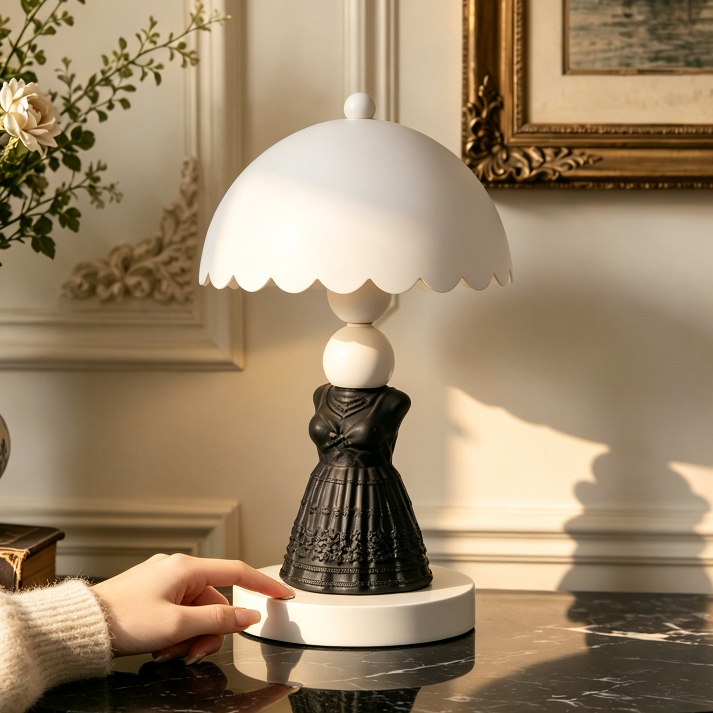 French Vintage Dress Table Lamp, dimmable