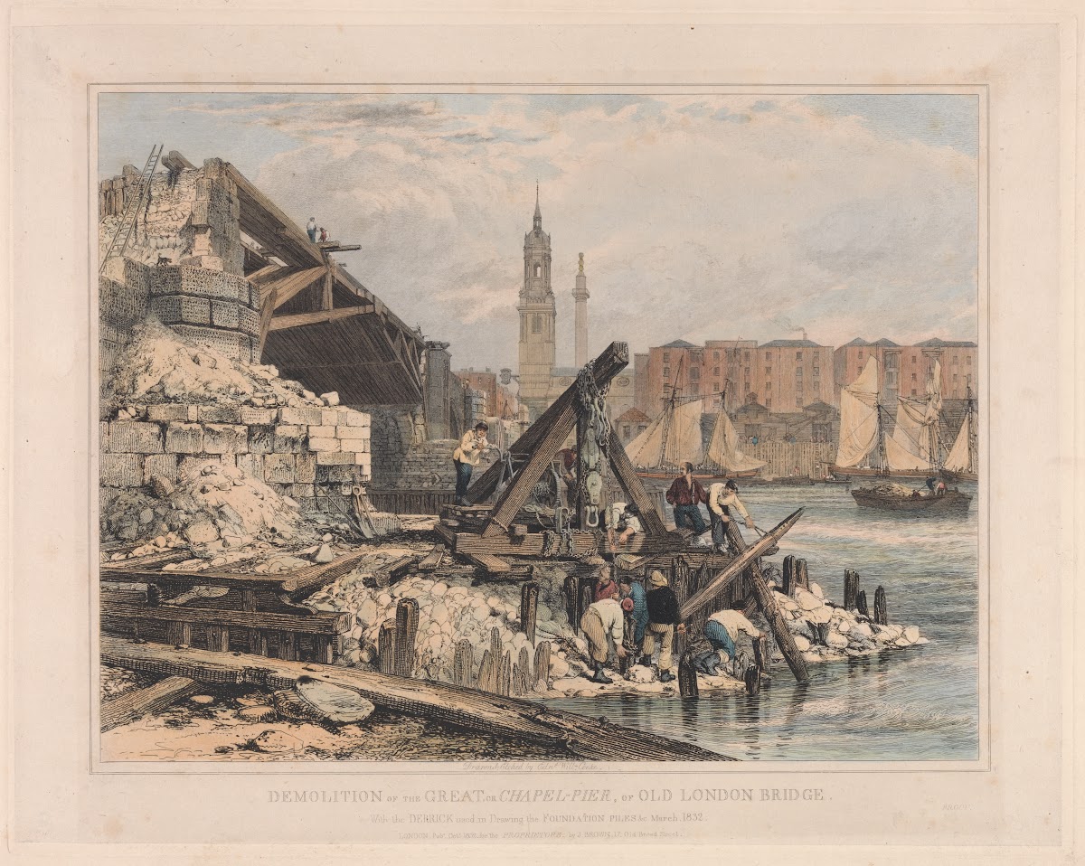 Demolition of the Great or Chapel Pier of Old London Bridge 1852
