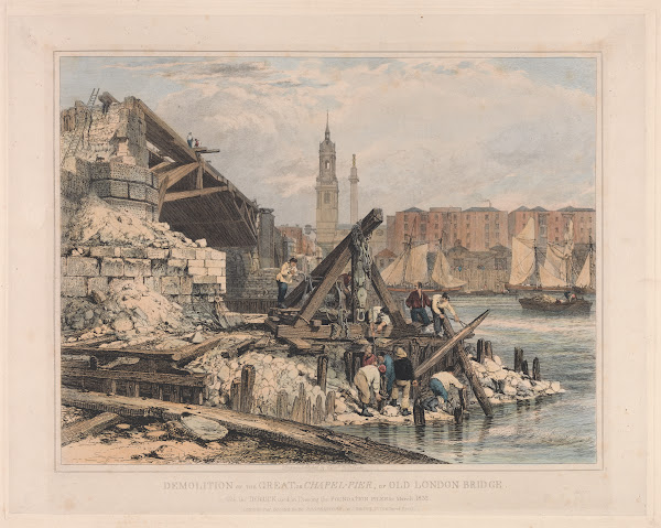 Demolition of the Great or Chapel Pier of Old London Bridge 1852