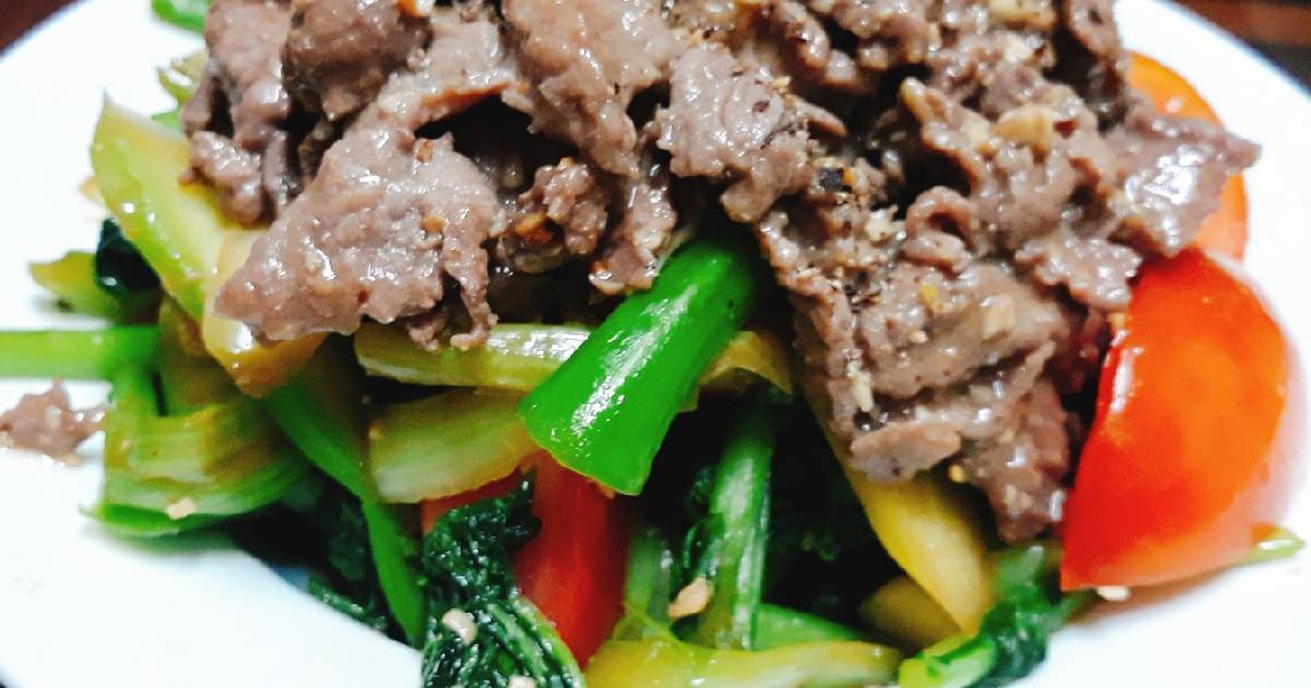 Cải làn xào thịt bò