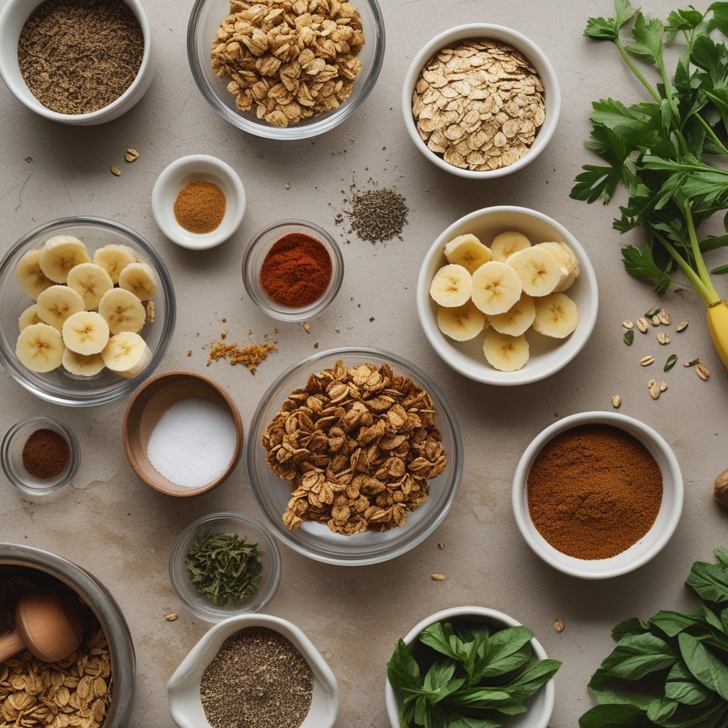 Ingredients for Banana Oat Granola Clusters in the Air Fryer: Easy Homemade Snack