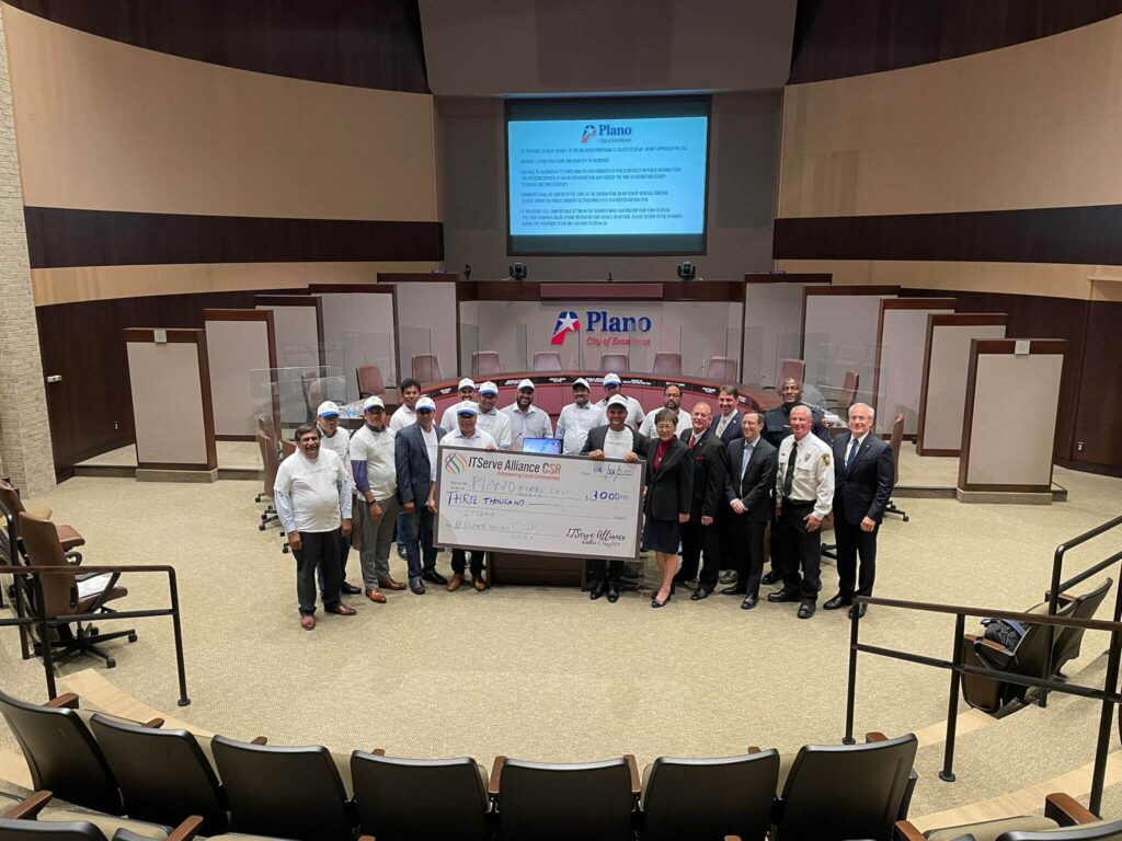 ITServe Alliance Dallas Chapter presented check of appreciation to Plano Police & Fire Department
