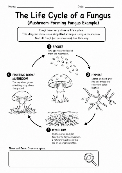 Fungi Life Cycle Worksheet
