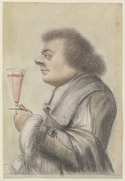 Homme de profil à gauche levant son verre