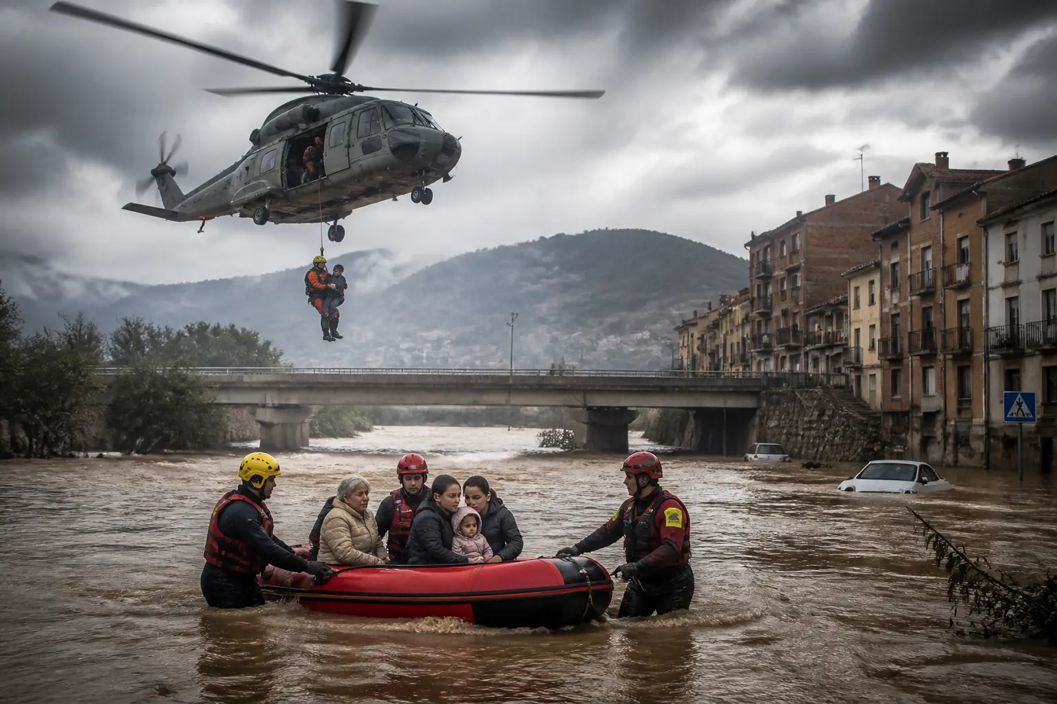Editorial image for Floods in Spain prompt helicopter rescues and evacuations