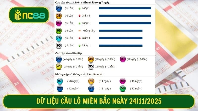 Dữ liệu cầu lô miền Bắc ngày 24/11/2025