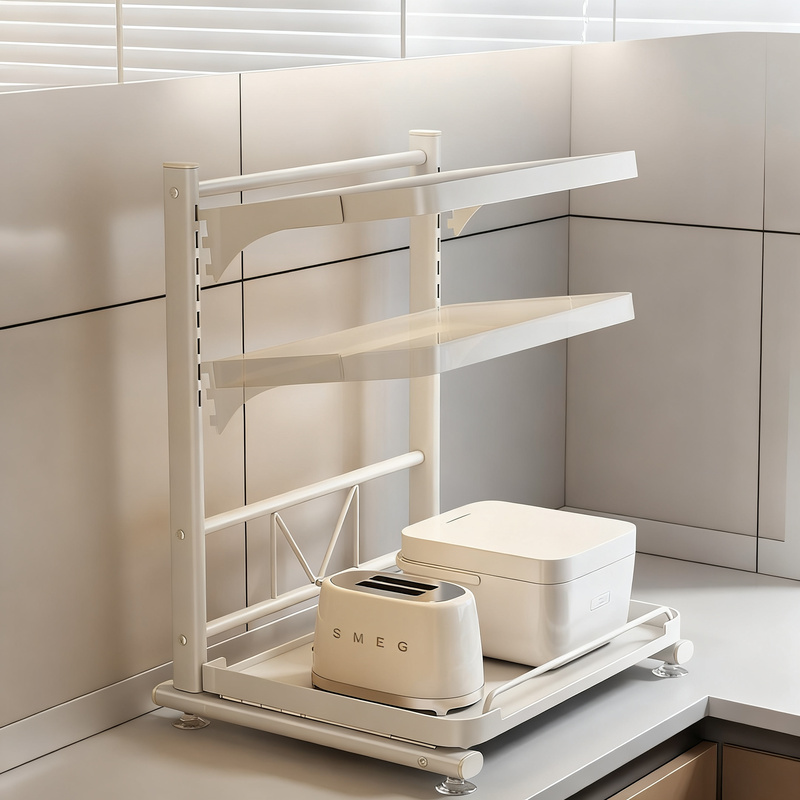 Kitchen shelf for microwave and kitchen appliances, multi-tiered