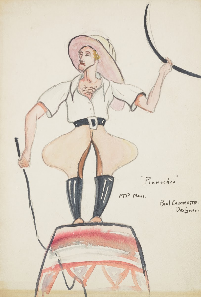 Pinocchio White shirt tan trousers whip and tan hat 1934 1943