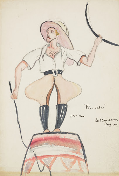 Pinocchio White shirt tan trousers whip and tan hat 1934 1943