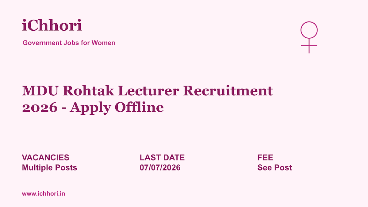 MDU Rohtak Lecturer Recruitment 2026 - Apply Offline - iChhori