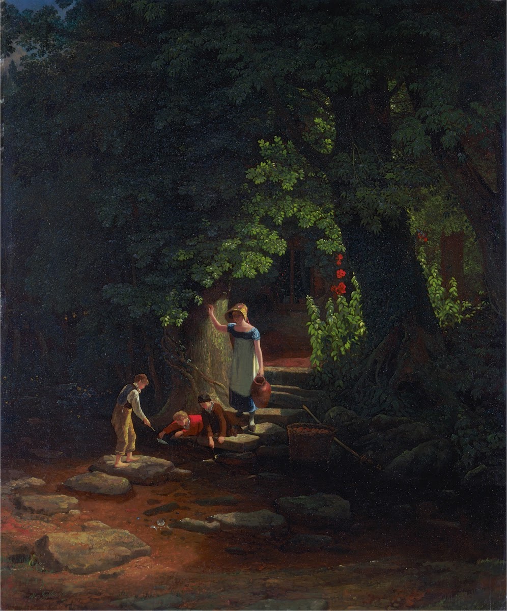 Children by a Brook ca 1822