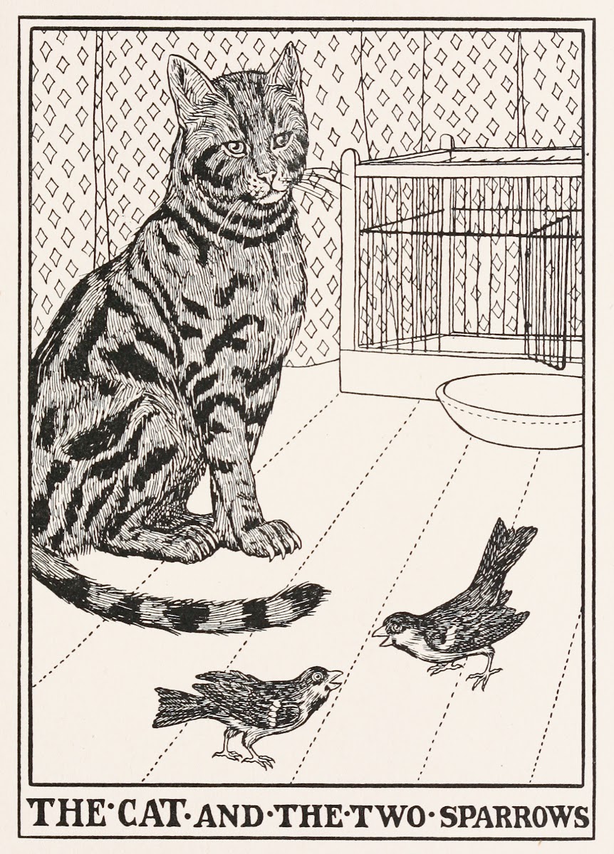 The Cat and the Two Sparrows 1900