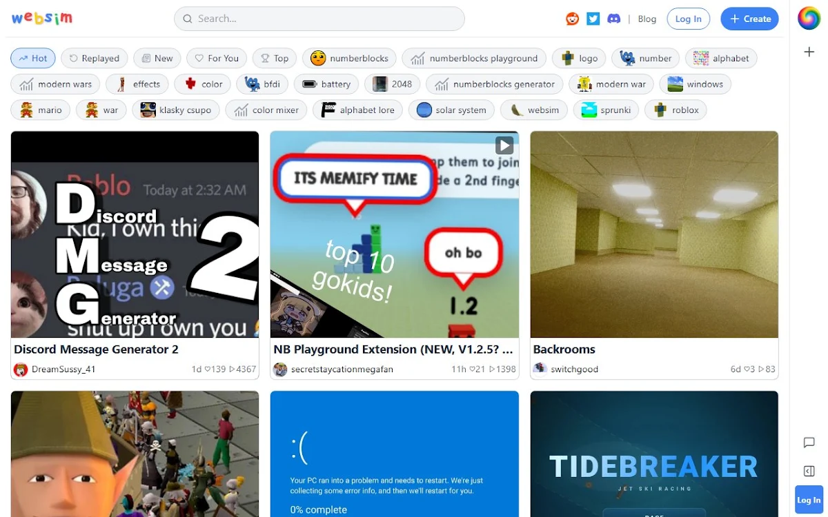 Captura de Websim
