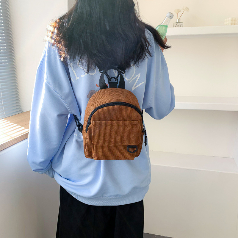 Mini backpack, corduroy, durable and theft-proof