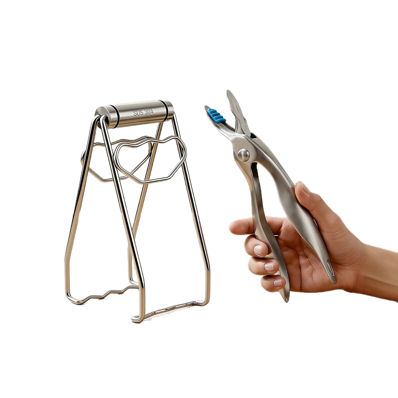 Stainless steel bowl tongs with heat protection