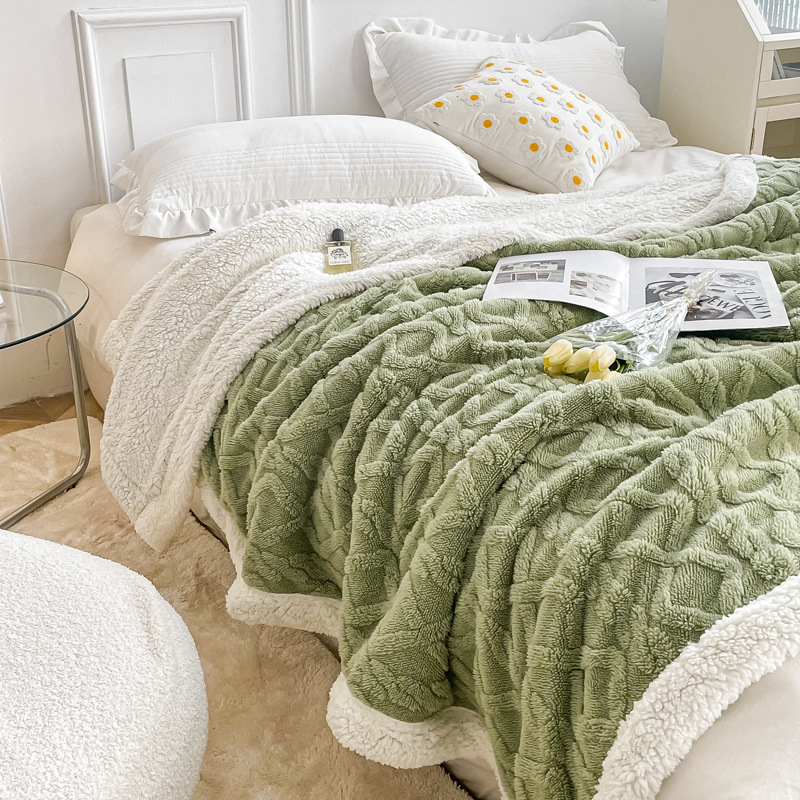Warm lamb fleece throw blanket, solid color, various sizes