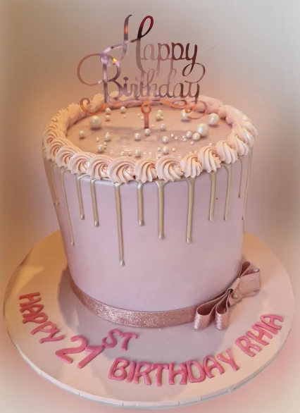 Rose Gold Drip 21st Birthday Cake CB-NC411
