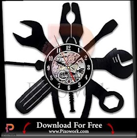 +2019 free DXF Repair Tools Wrench Pliers Vinyl Record Wall Clock