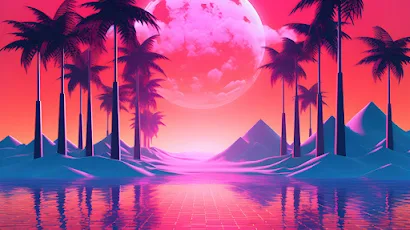 Vaporwave Dusk A Farewell To Neon Dreams 4K Wallpaper Background