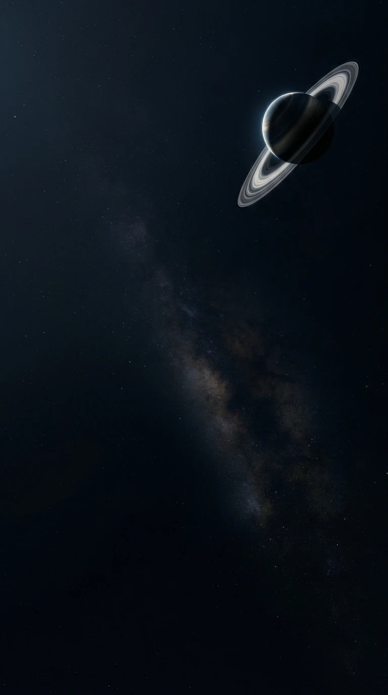 Minimalist Ringed Planet and Starfield Space Wallpaper - Free 4K mobile Wallpaper