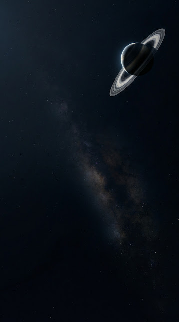 Minimalist Ringed Planet and Starfield Space Wallpaper - Free mobile Wallpaper