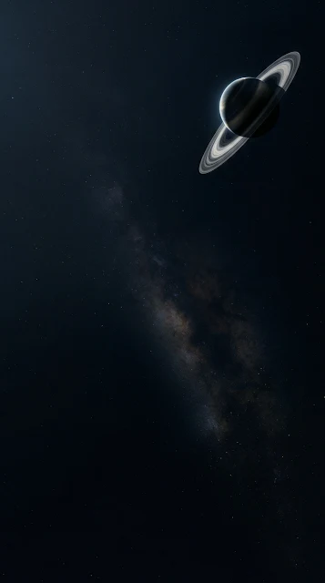 Minimalist Ringed Planet and Starfield Space Wallpaper