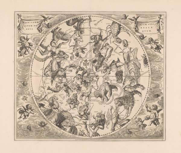Hemelkaart met de noordelijke sterrenbeelden Haemisphaerium stellatum boreale an