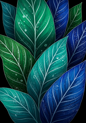 Abstract Teal Blue Leaf Texture