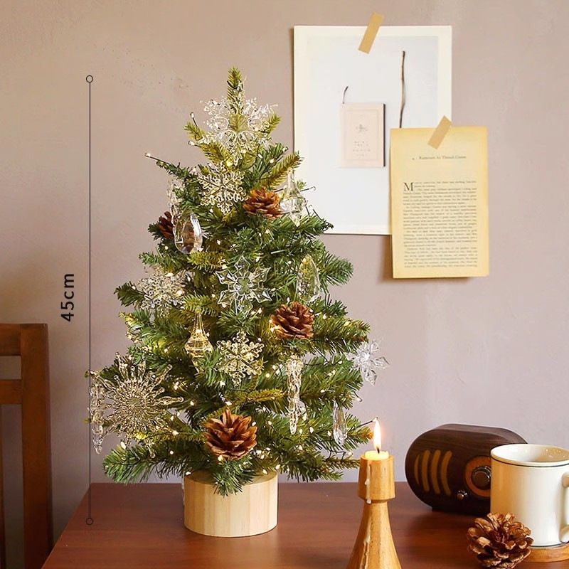 Compact PE Christmas Tree with Lights, 45-90 cm