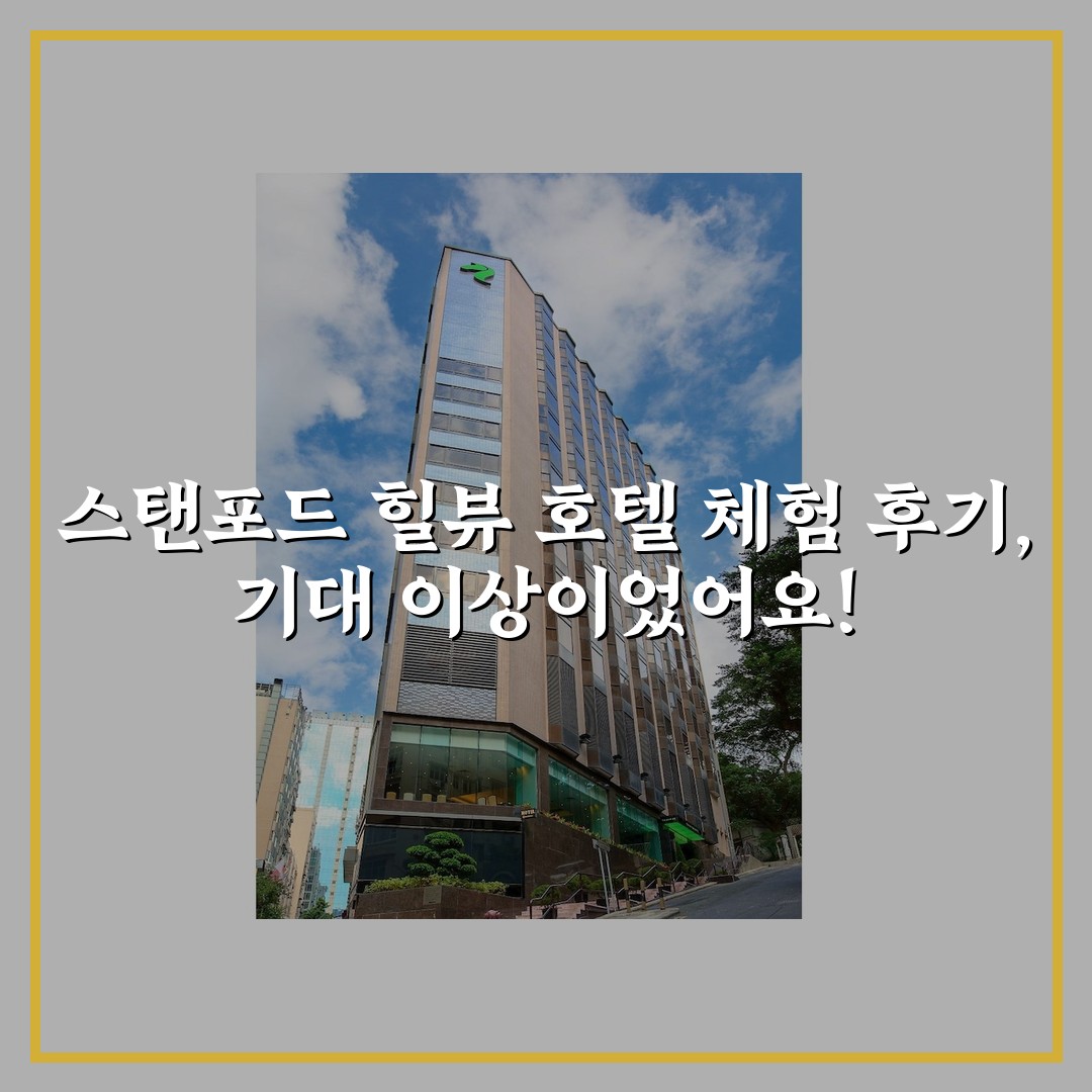 스탠포드 힐뷰 호텔 체험 후기, 기대 이상이었어요!