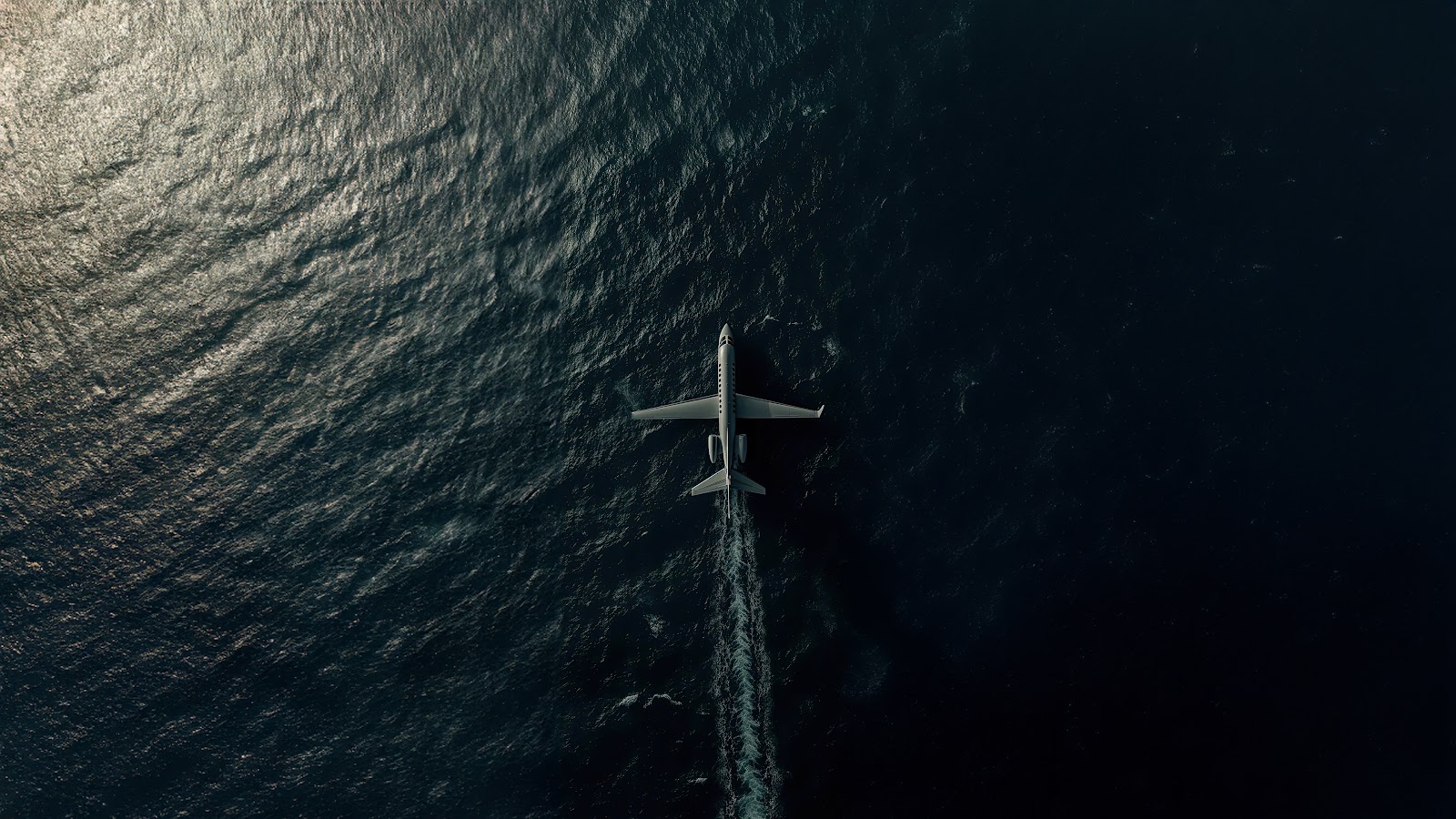 Airplane Flying Over Sea Wallpaper