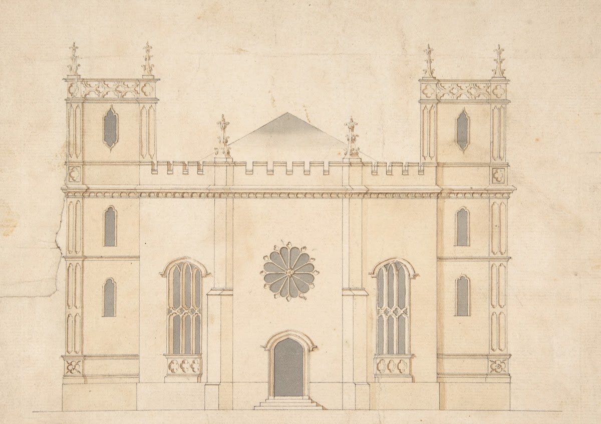 Facade Of A Gothic Revival Church 174576