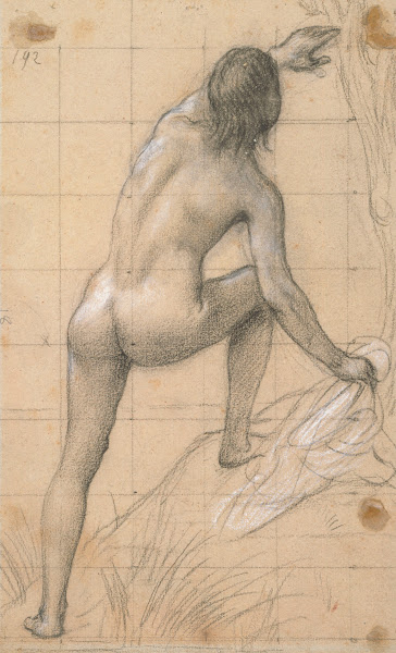 Figure nue de dos bras gauche tendu vers le haut 1887 1892