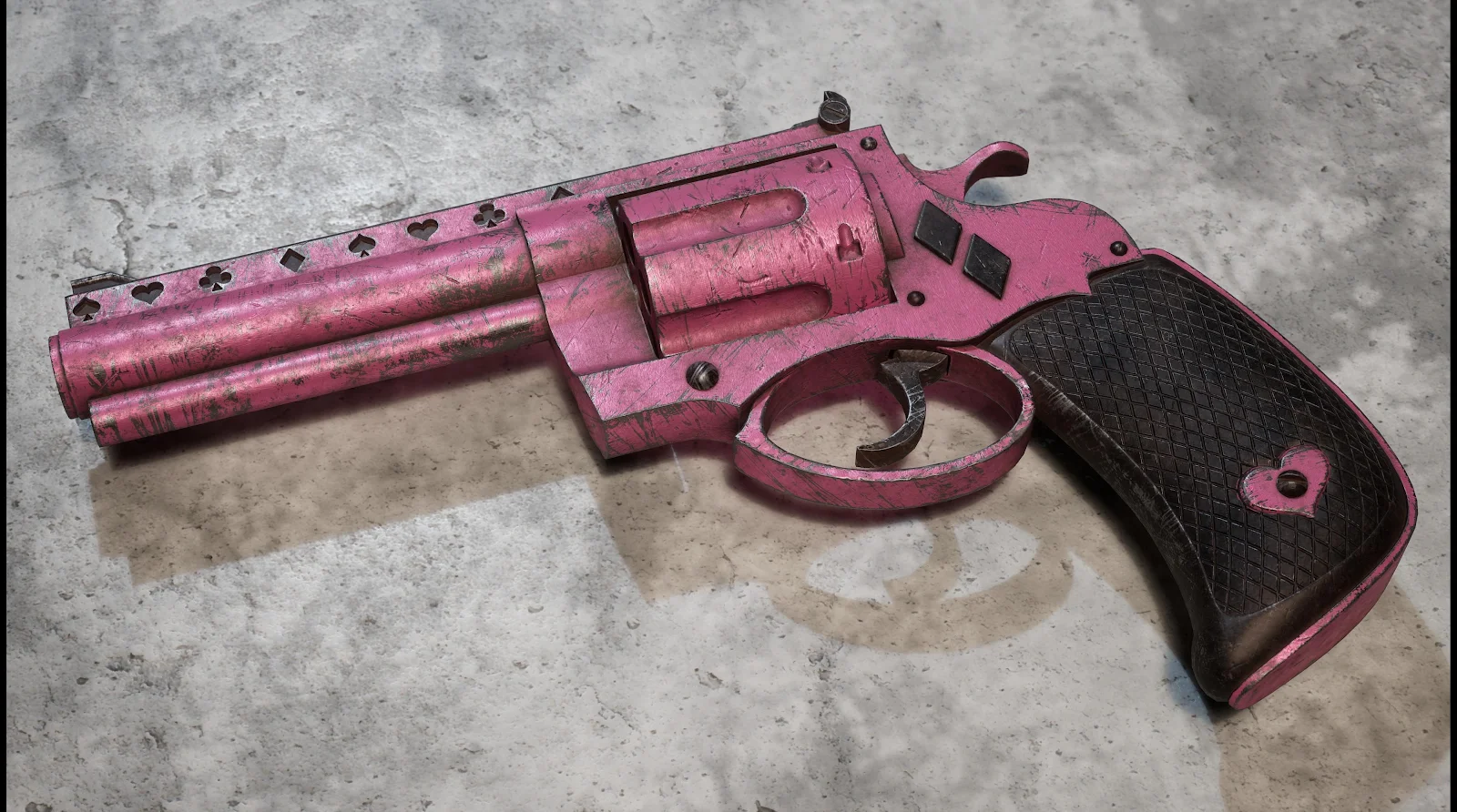 Harley Quinn Custom Pink Revolver - Digital Weapon Art 2K Wallpaper (3840x2140)
