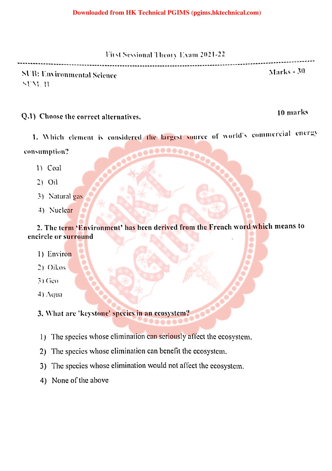 f.y.b.pharm  1st sessional Environment science S.P.B.C COP 2nd Semester B.Pharmacy Previous Year's Question Paper,BP206T Environmental Sciences,BPharmacy,Previous Year's Question Papers,BPharm 2nd Semester,Sharada kadu - S.P.B.C.COP,