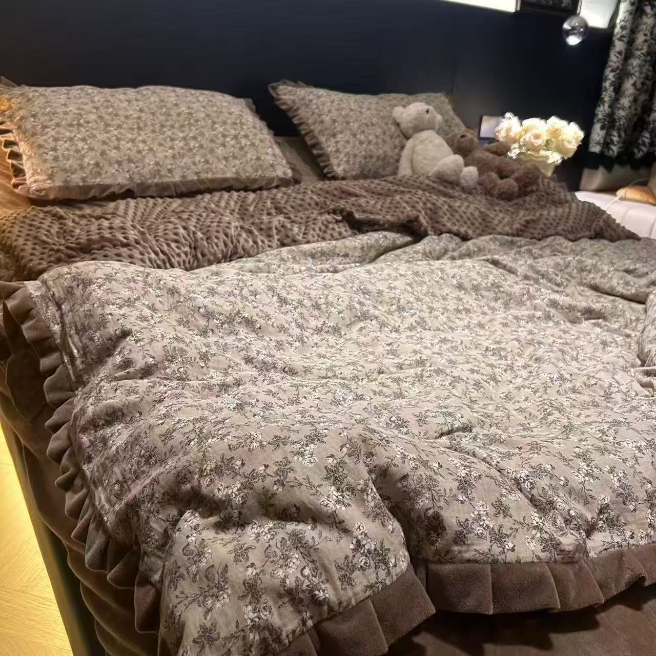 Baumwoll-Bettwäsche-Set mit Fleece-Futter, warm