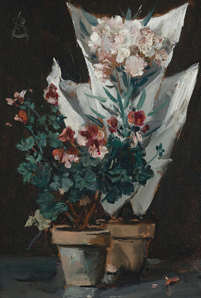 Still life with potted geraniums