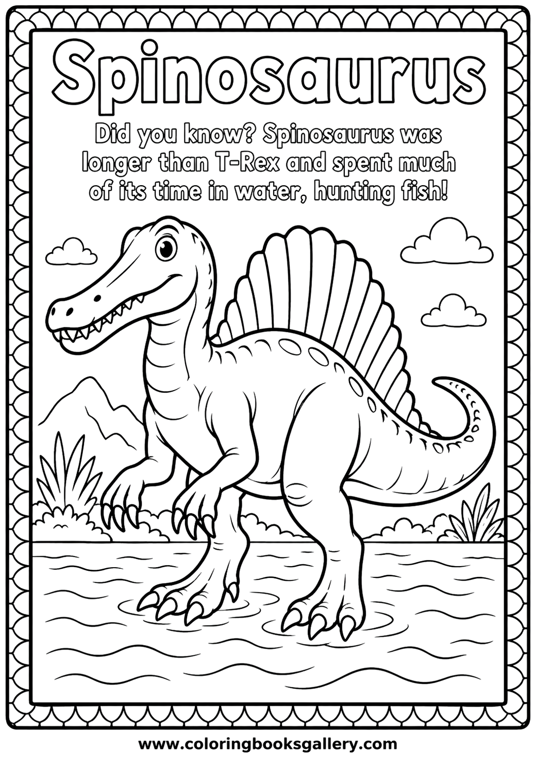 Epic Spinosaurus coloring sheet – Free Printable Coloring Sheet for Kids and Adults – free coloring page for kids