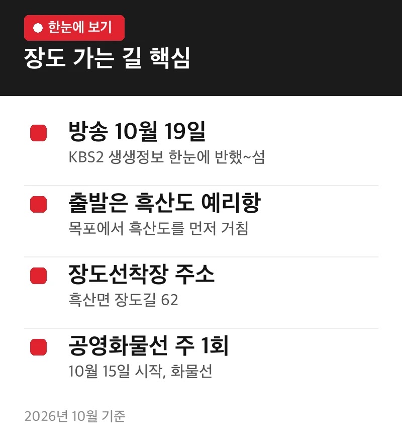 장도 가는 길 핵심