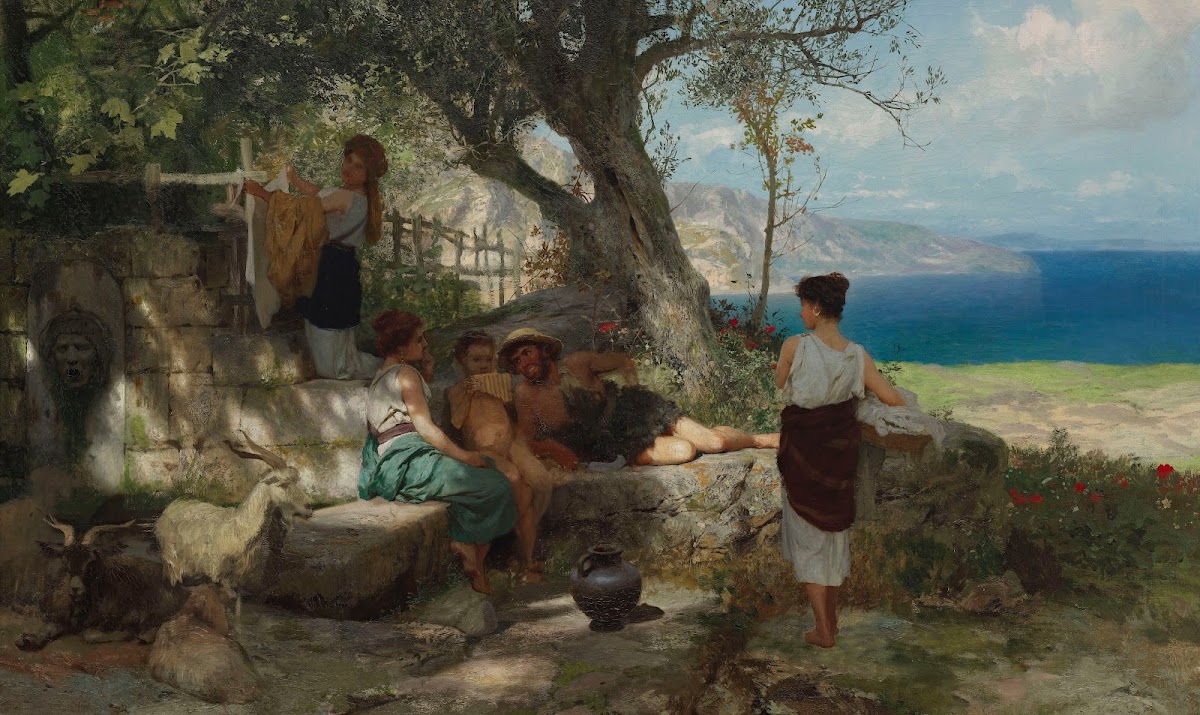 At the spring well c 1885